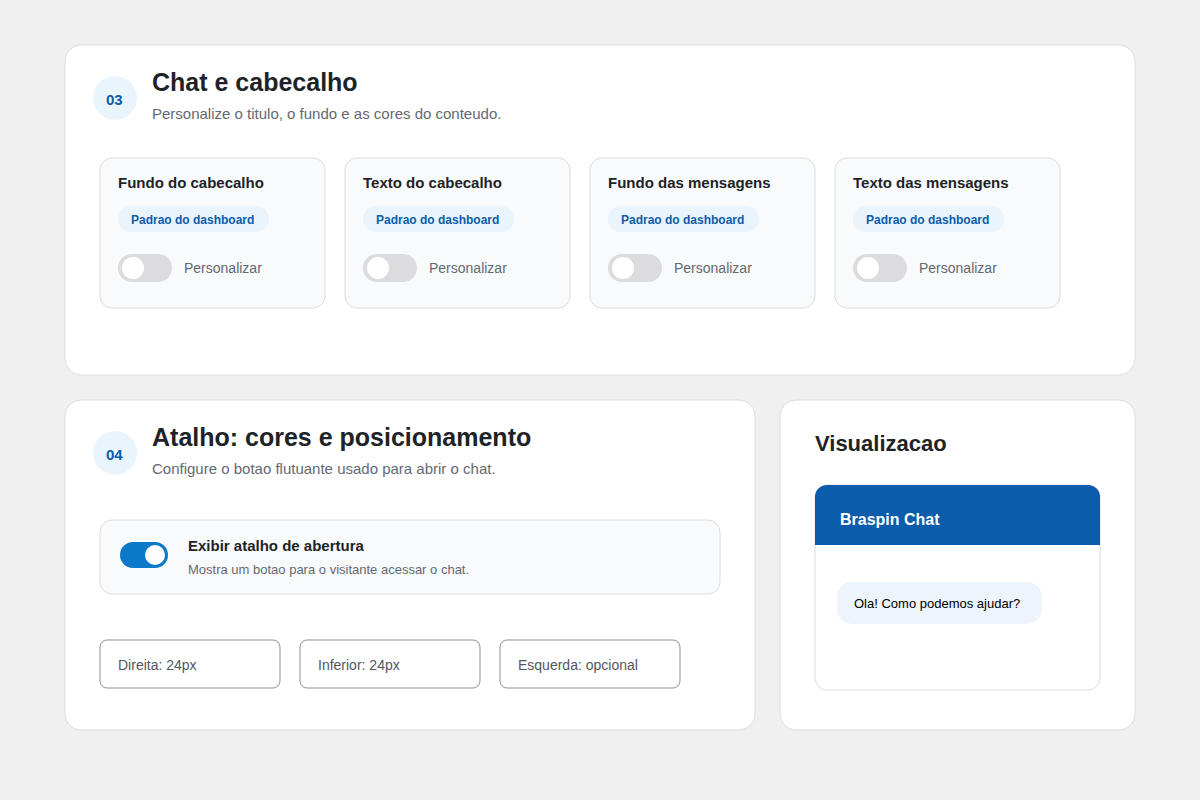 Organized visual settings with global color indicators and live preview.