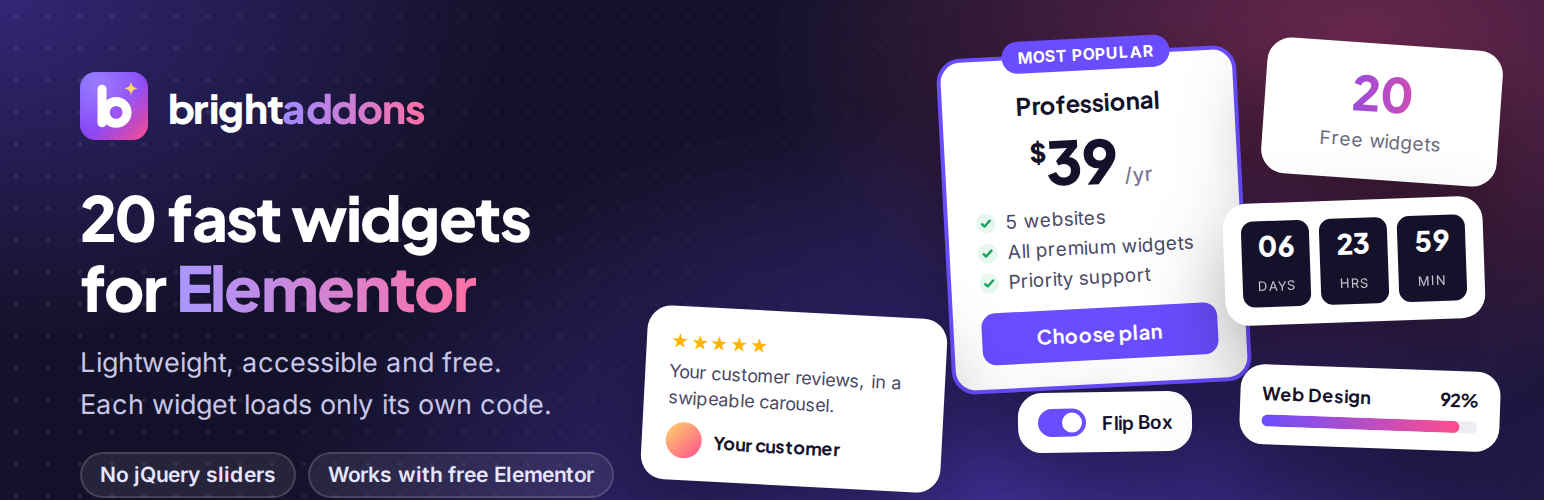 WordPress 外掛 Bright Addons for Elementor 的封面圖片