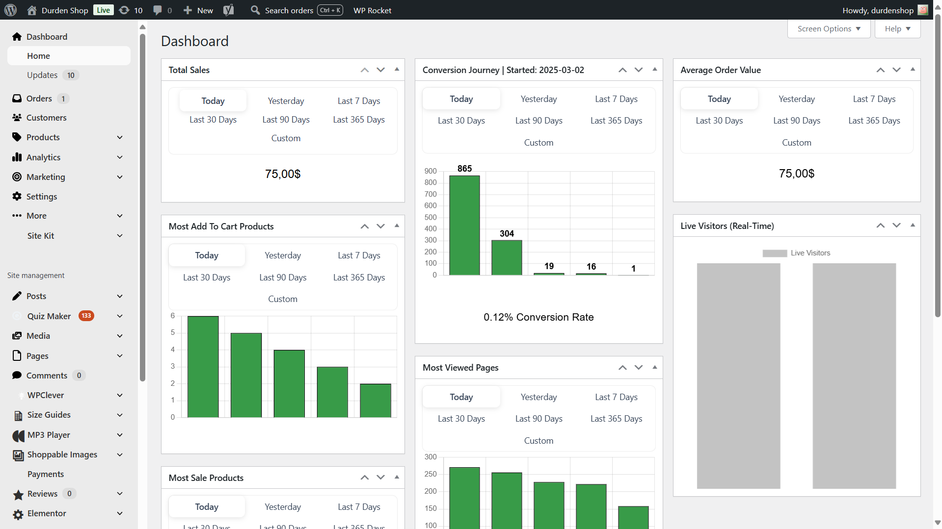 Clean Dashboard Interface – Fast-loading and modern design (Free version includes only 2 metrics)