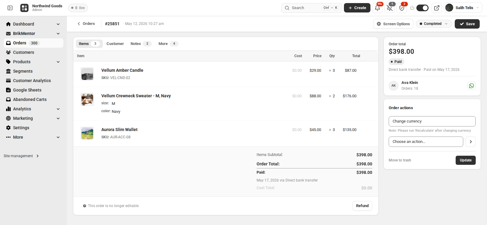 Order Page