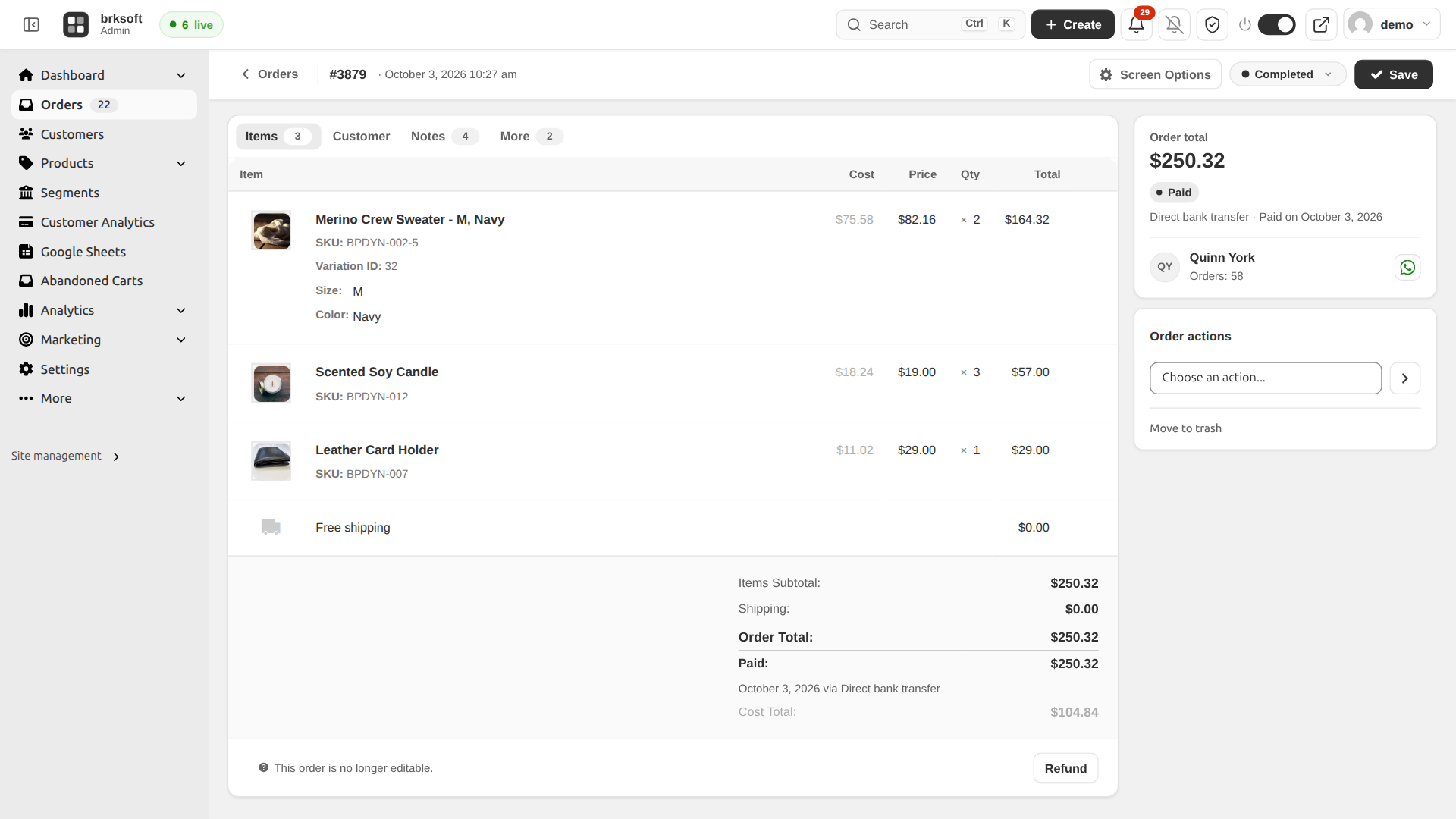 Order Page