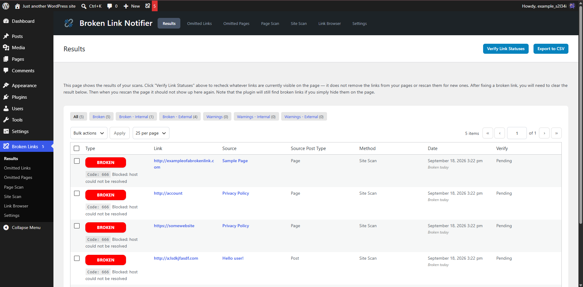 Page load scan results on back-end