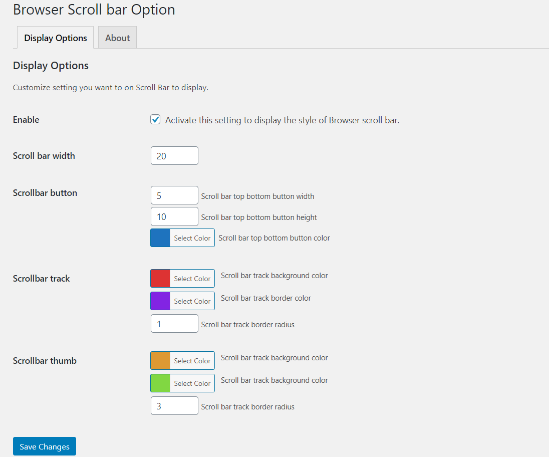 Styles options