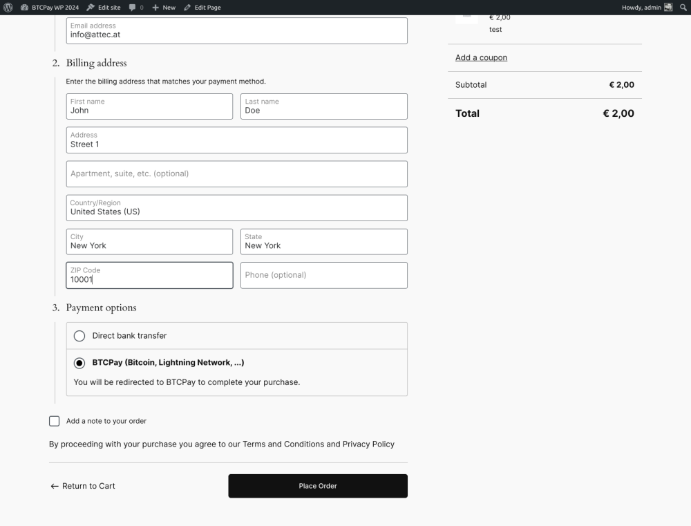 BTCPay Server &#8211; Accept Bitcoin payments in WooCommerce