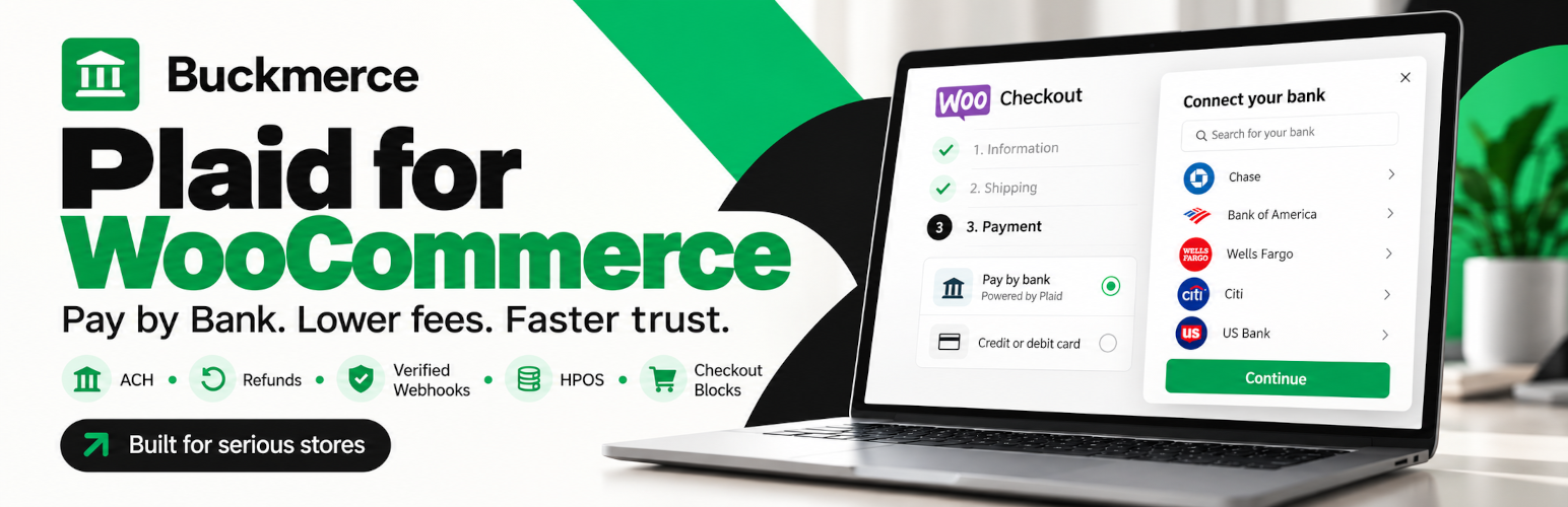 Buckmerce – Bank Payments via Plaid for WooCommerce