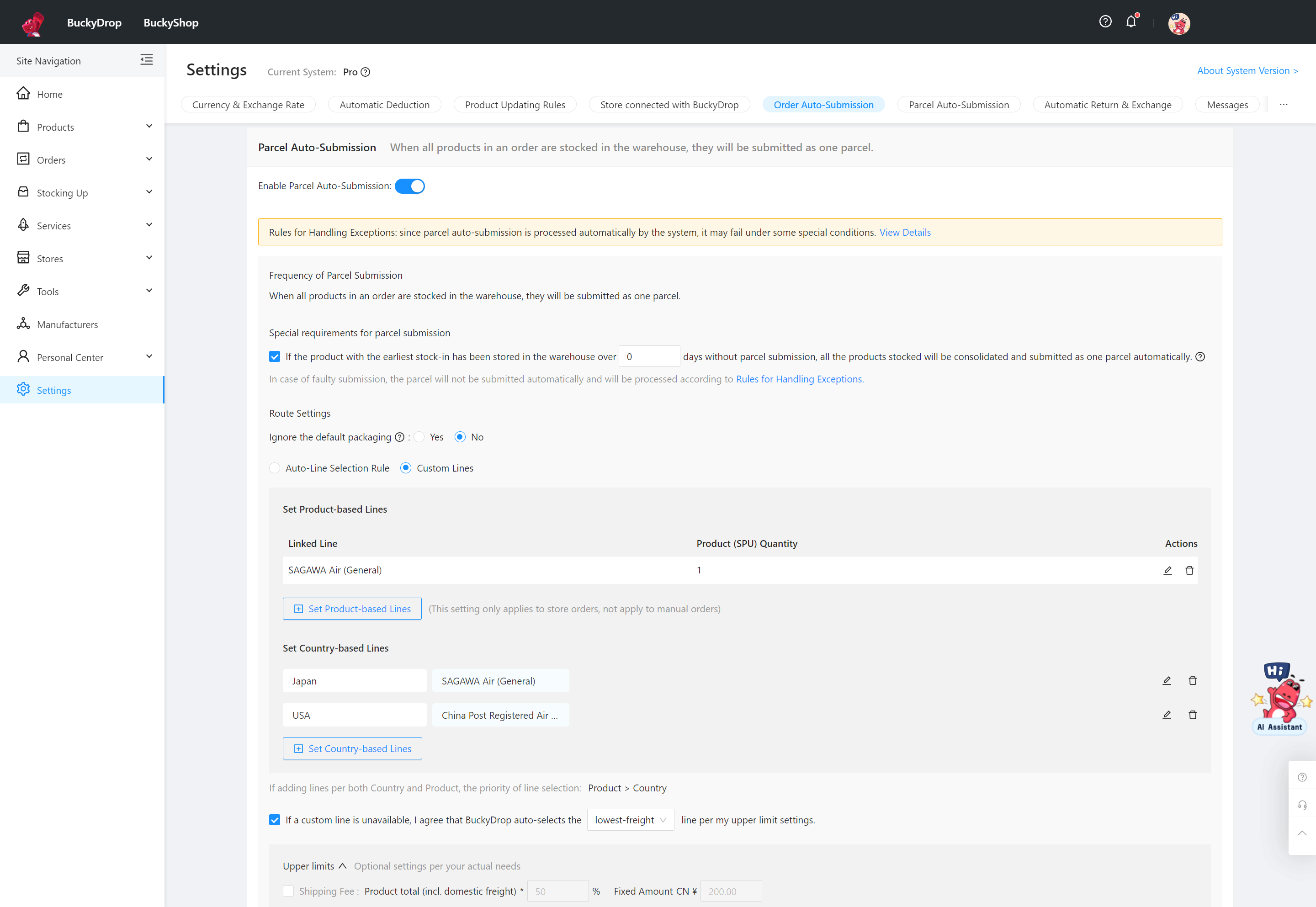 Customize automation settings.