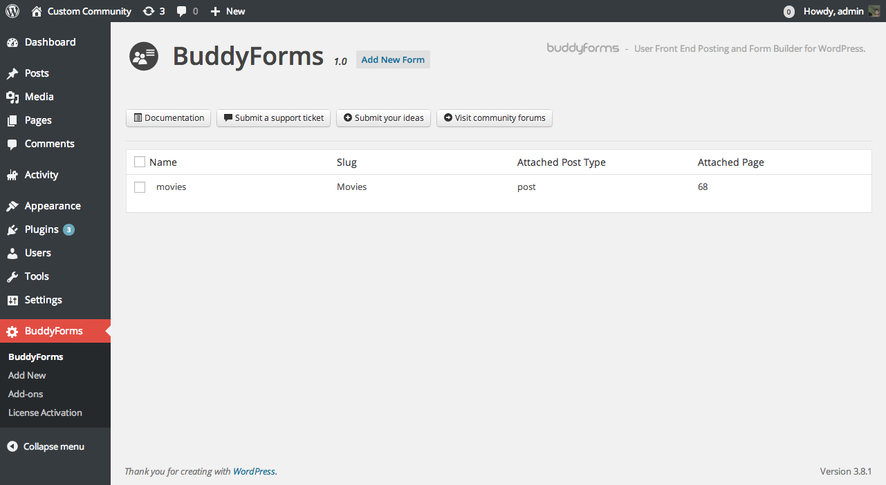 <strong>Backend Overview</strong> - The backend overview of your existing forms.