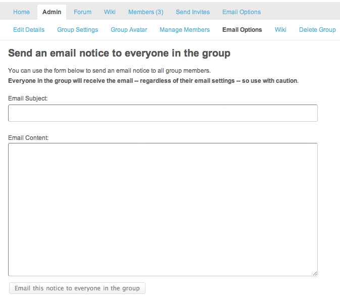 Send Email Notice to entire group (admin only)