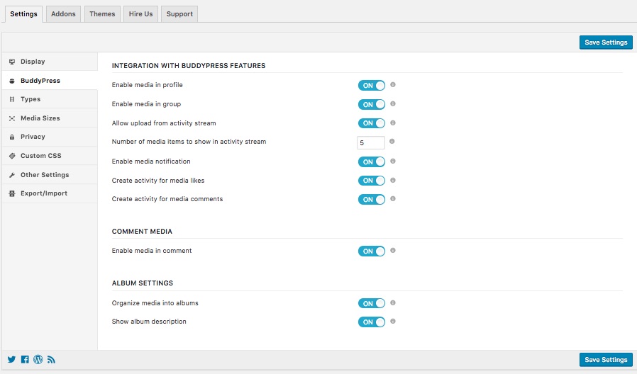BuddyPress Settings