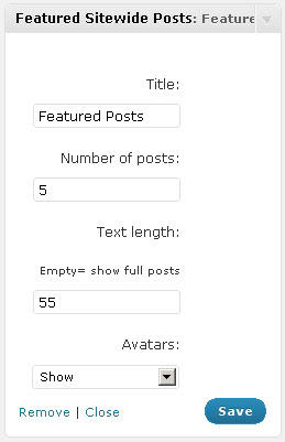 BuddyPress Sitewide Featured Posts widget menu