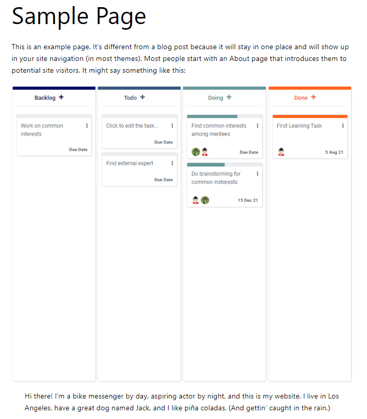 Board inside a Page