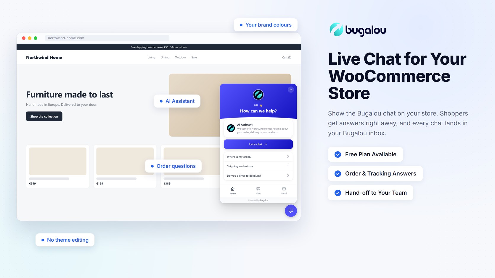 Live chat on your store: shoppers get answers right away (free plan available).