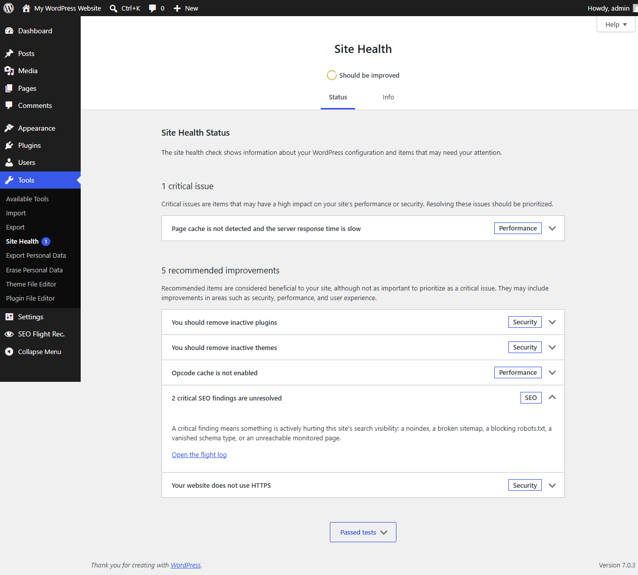Site Health integration