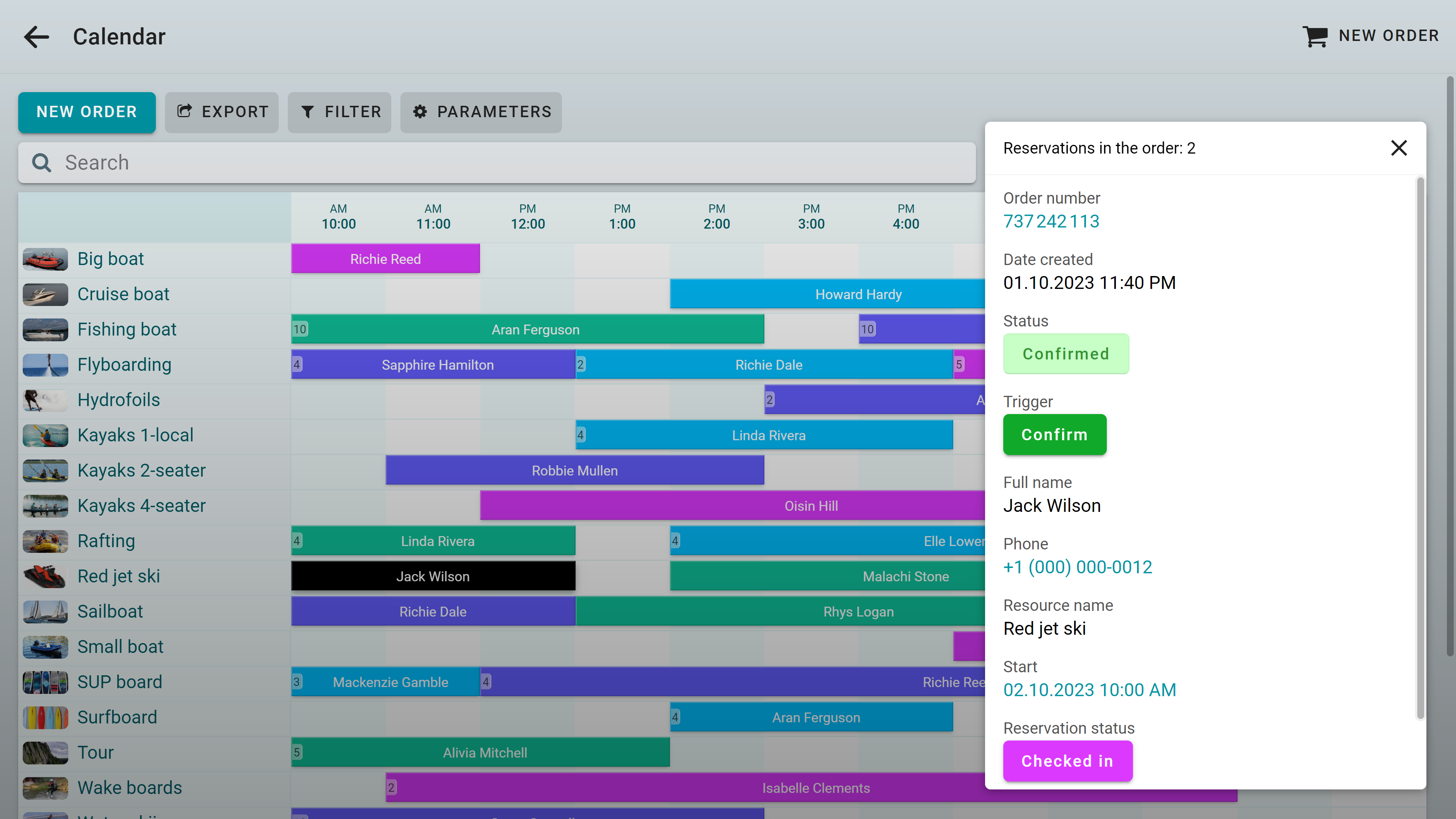 <strong>Calendar of reservations</strong>