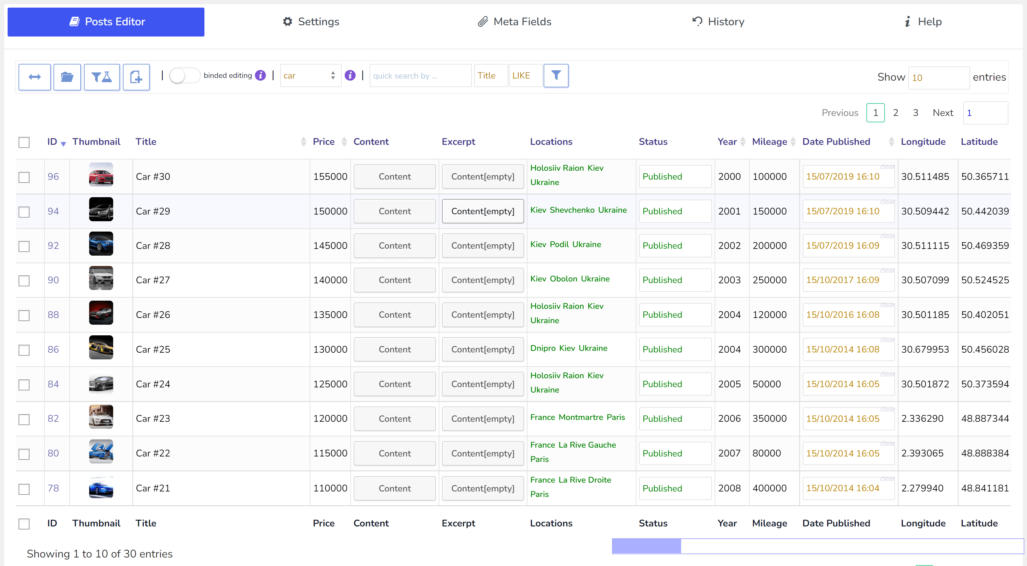 As configurações do plugin