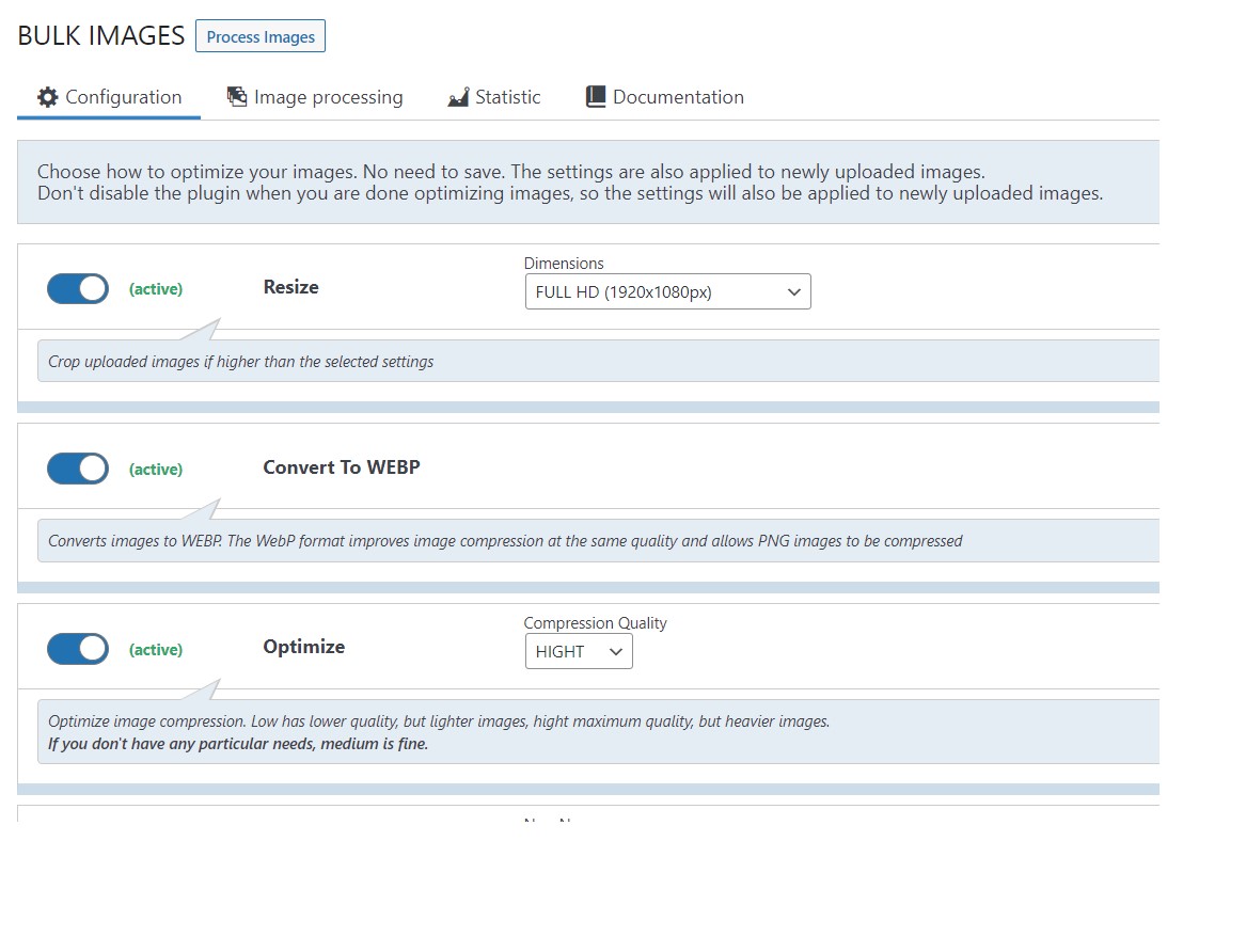 Bulk images optimizer: Resize, optimize, convert to webp, rename &#8230;