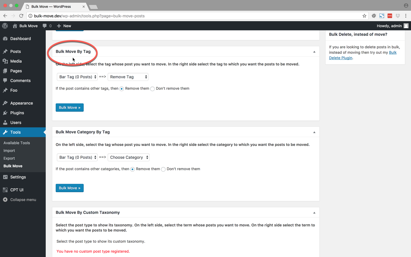bulk move wordpress org