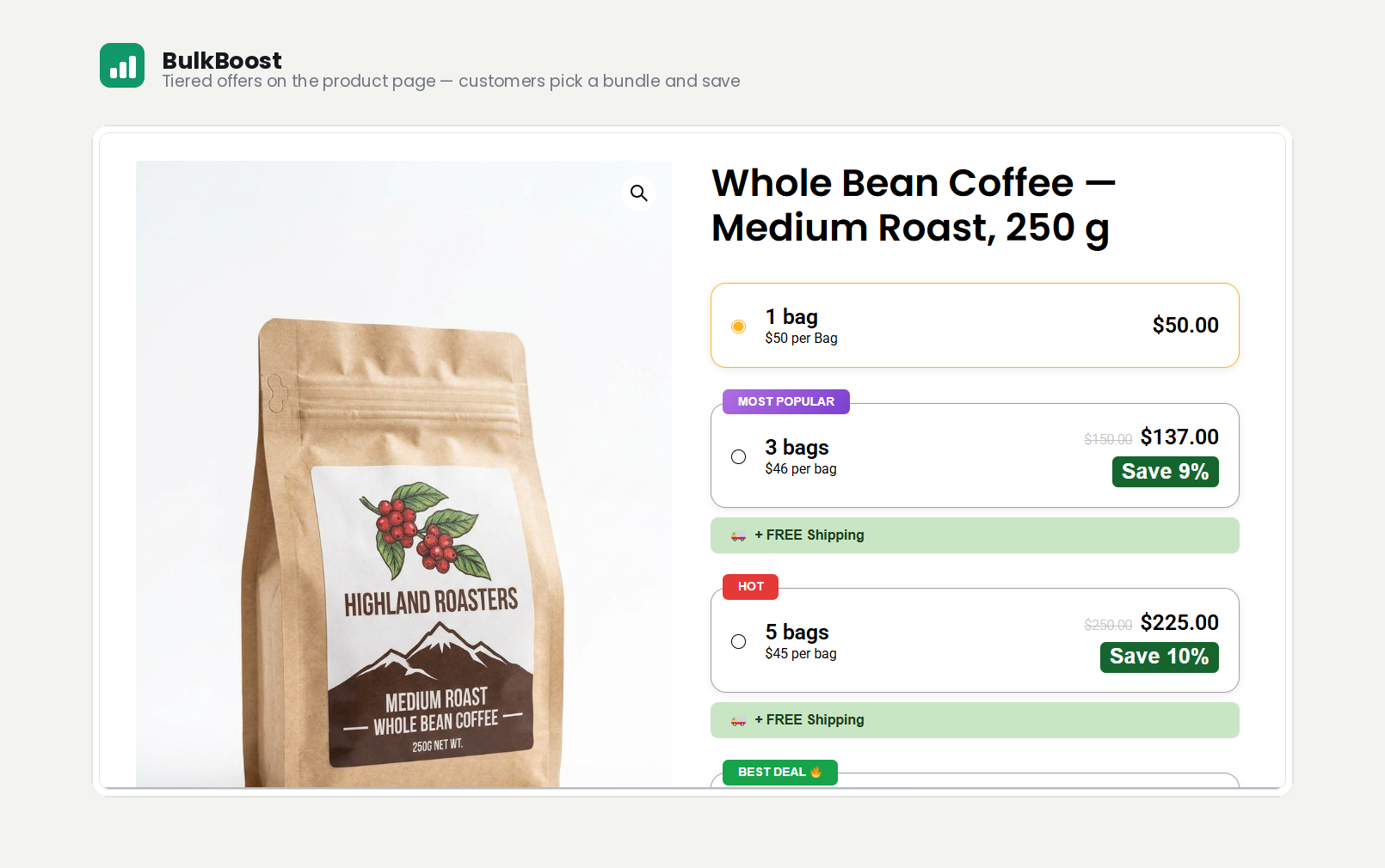 Typography controls for labels, descriptions, and prices.
