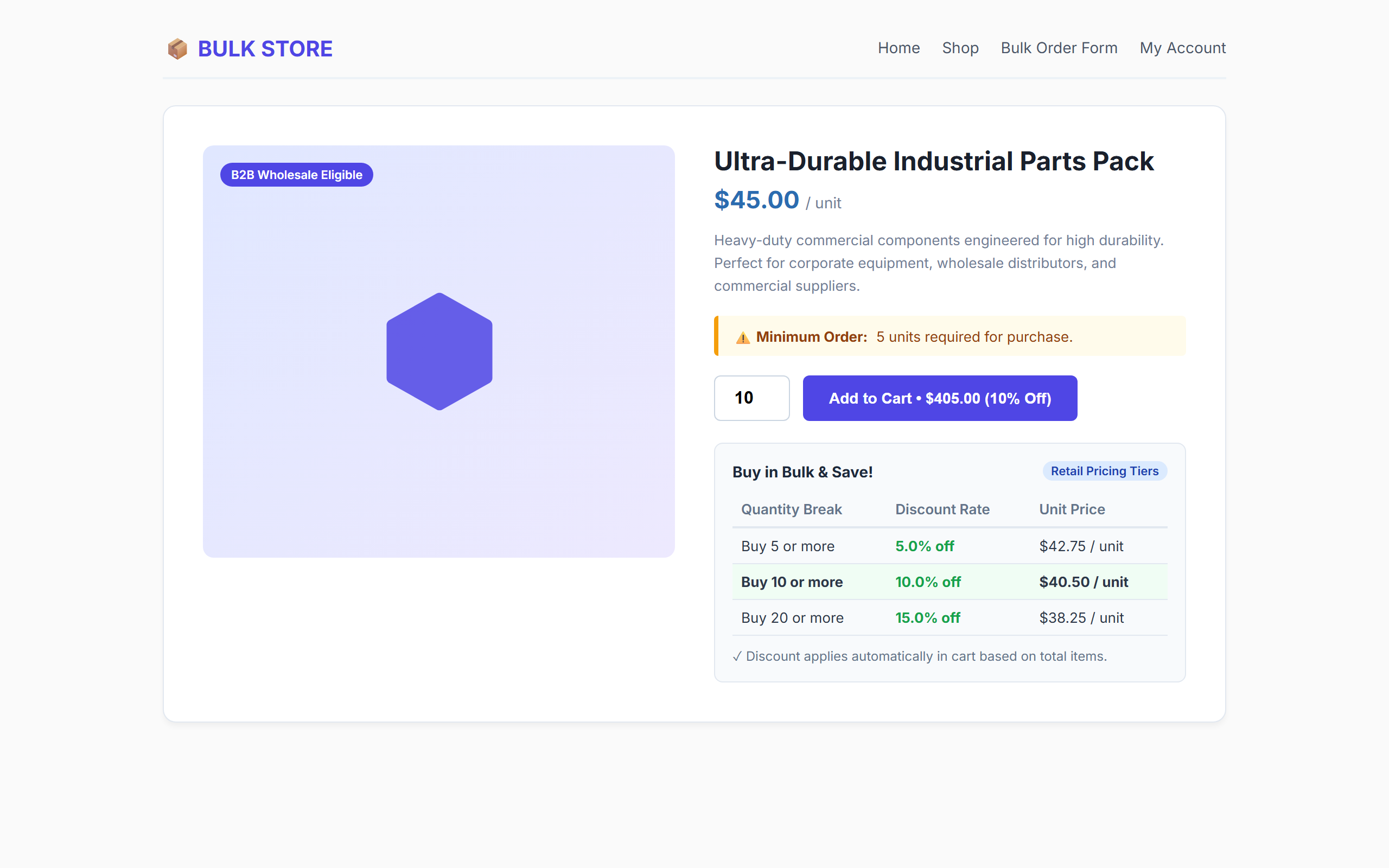 Visual bulk pricing table displayed on product page.