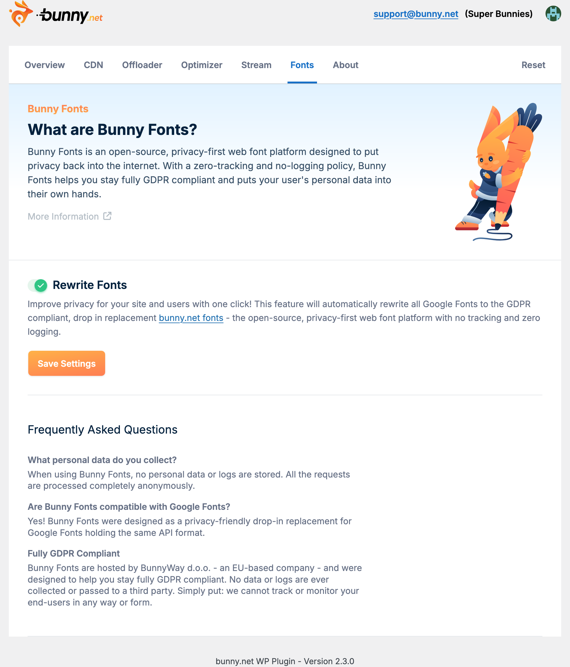 Bunny Fonts configuration