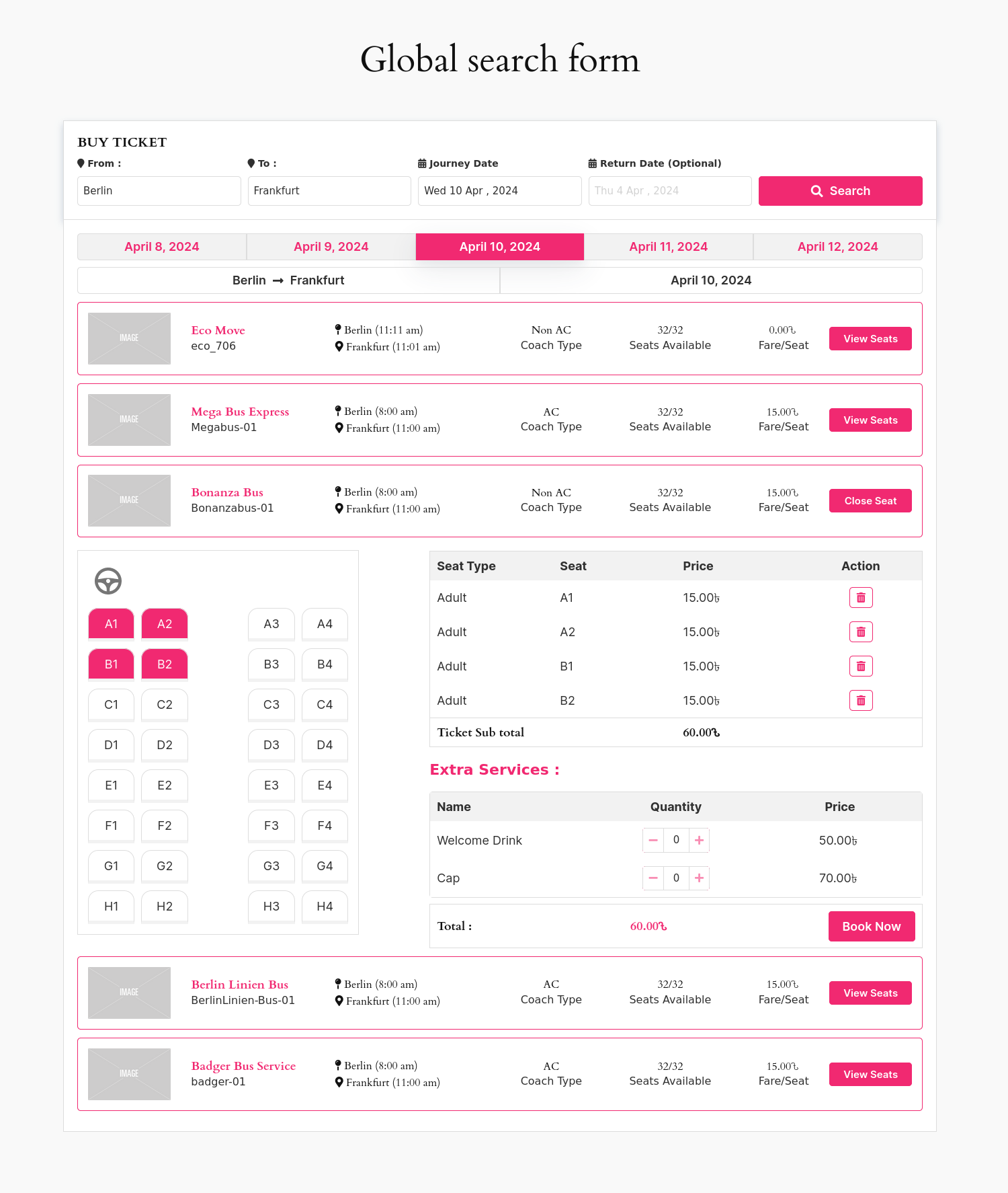 Bus Ticket Booking with Seat Reservation – WpBusTicketly | WordPress plugin