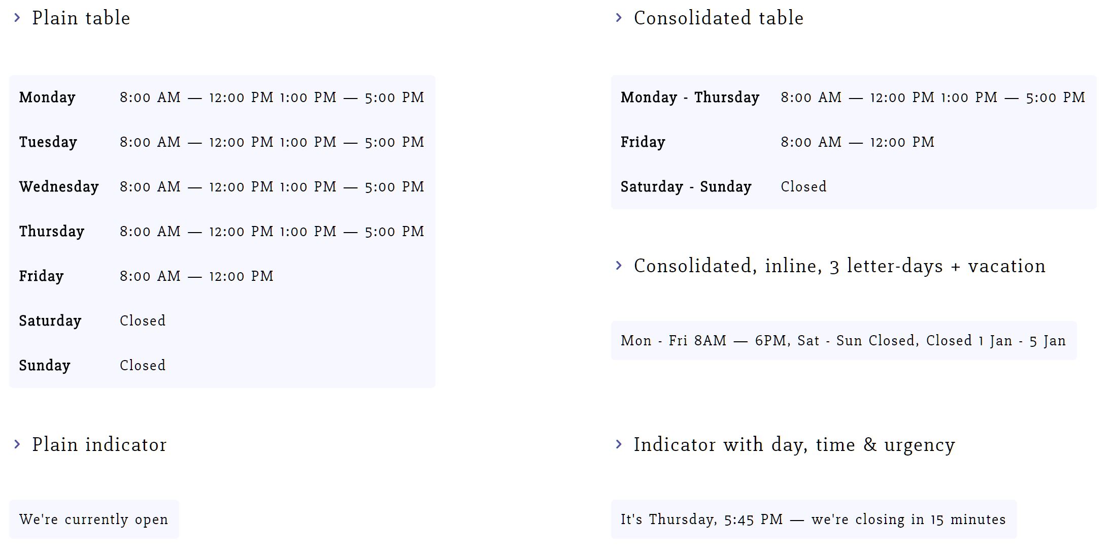 Business Hours Indicator