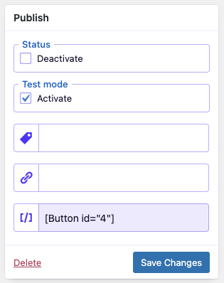 Button Publish Settings