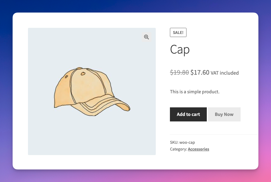 Single Product page with Buy Now button