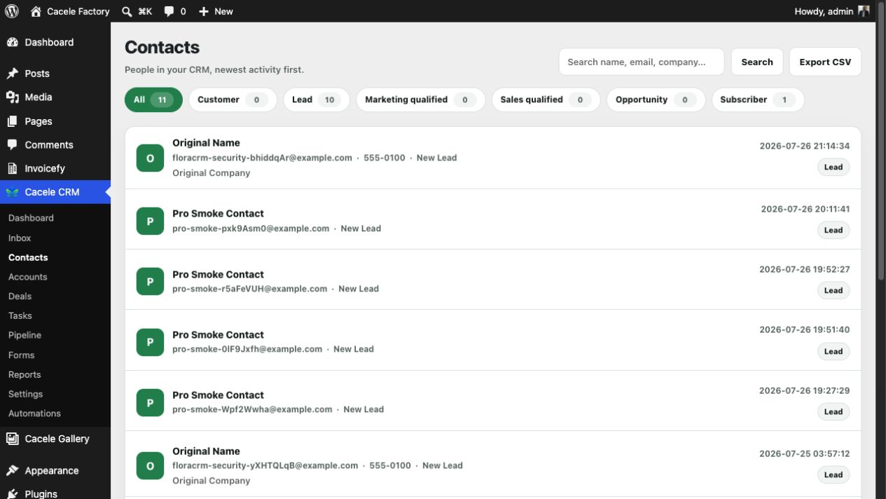 Contact management keeps relationship context and next actions close together.