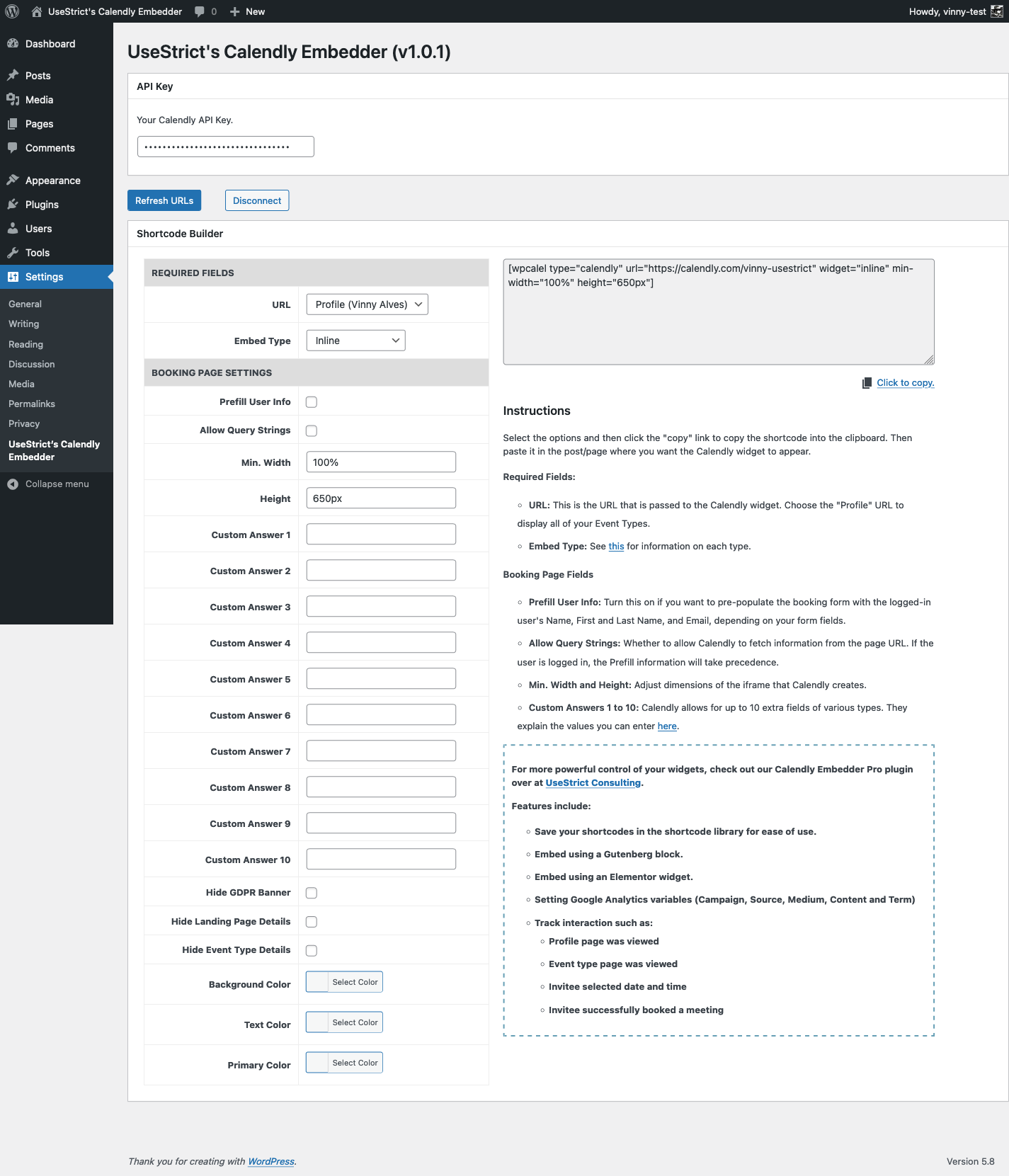 By connecting to the Calendly API, we display a drop-down with your Profile screen and individual Event Types.