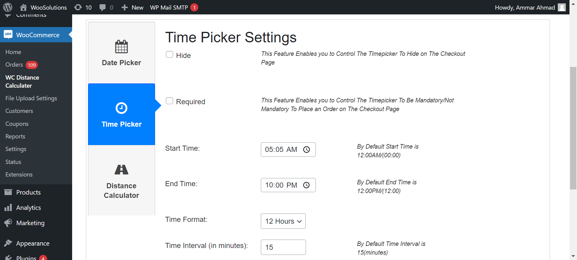 Datepicker & Timepicker Settings