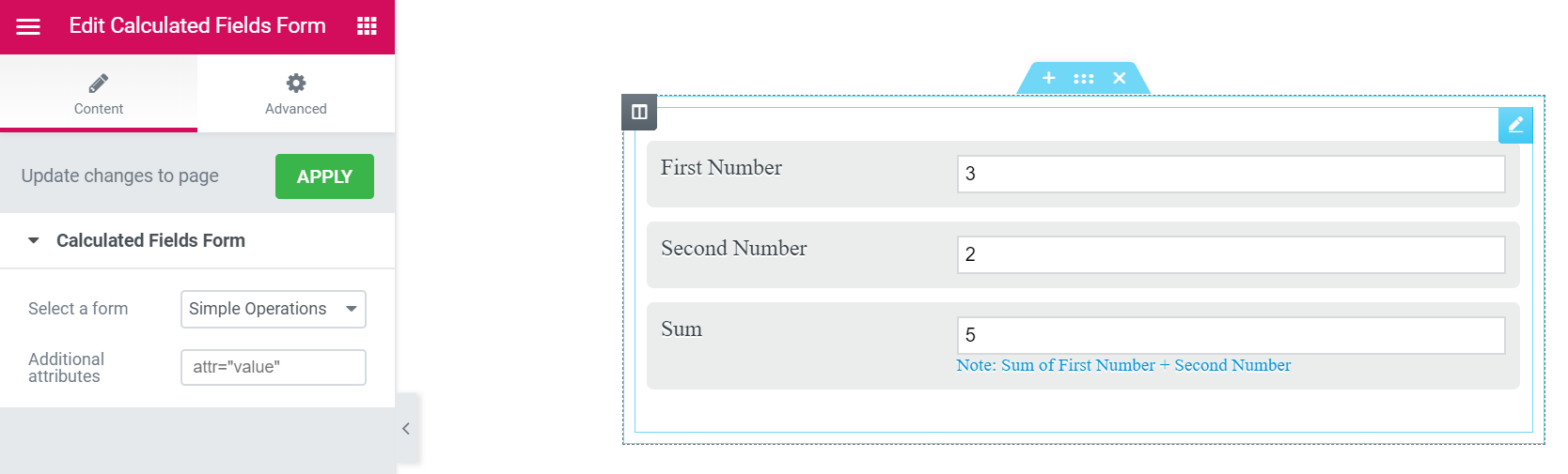 Inserting the form using Elementor