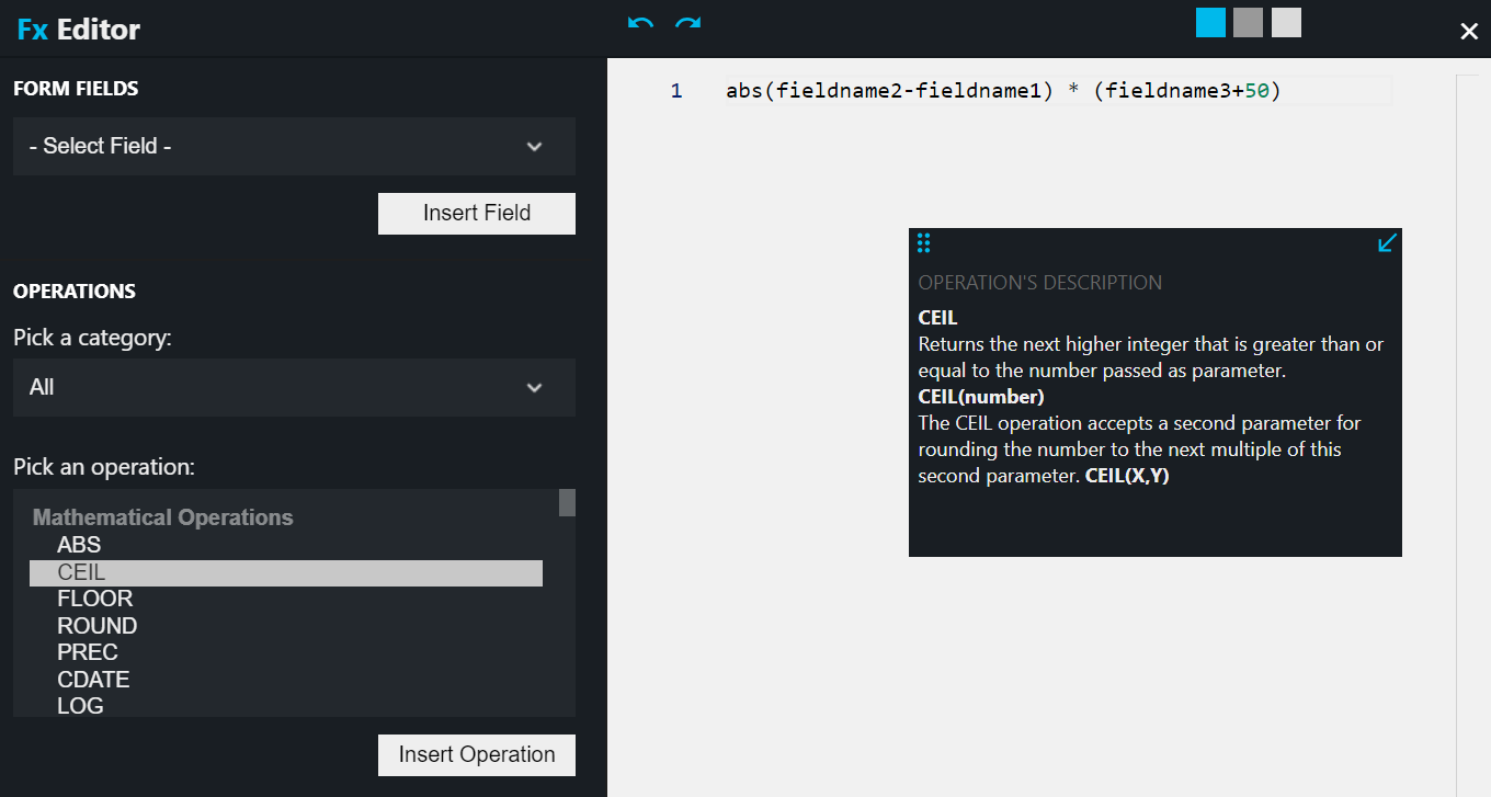 Advanced equations editor