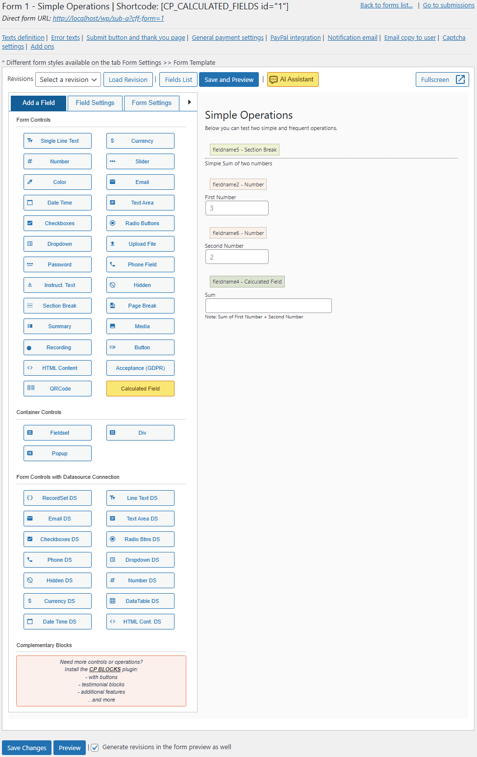 Calculator Form builder