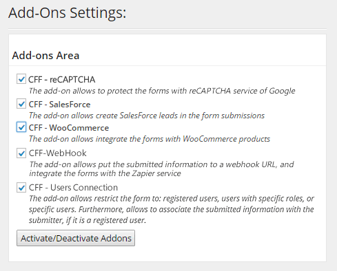 Add-ons section