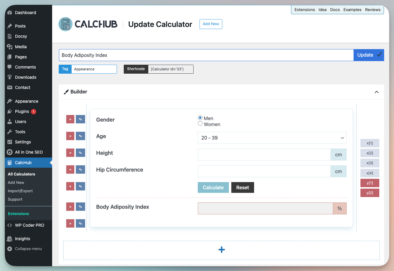 Admin - calculator builder live preview