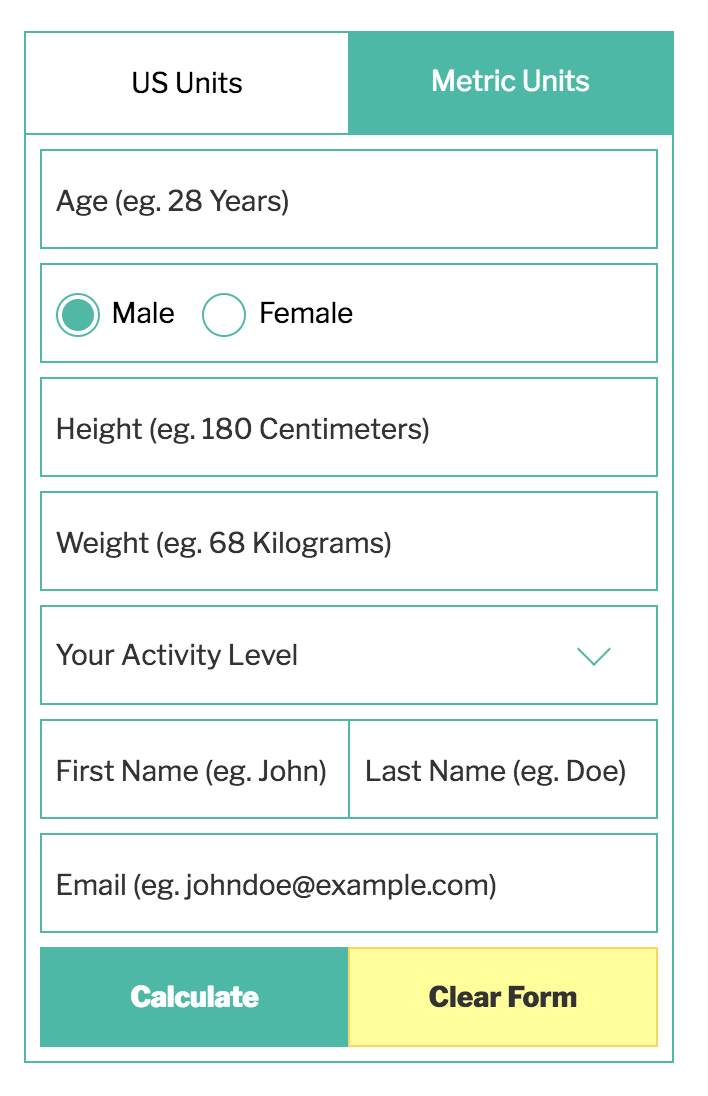 Calorie Calculator Metric Units