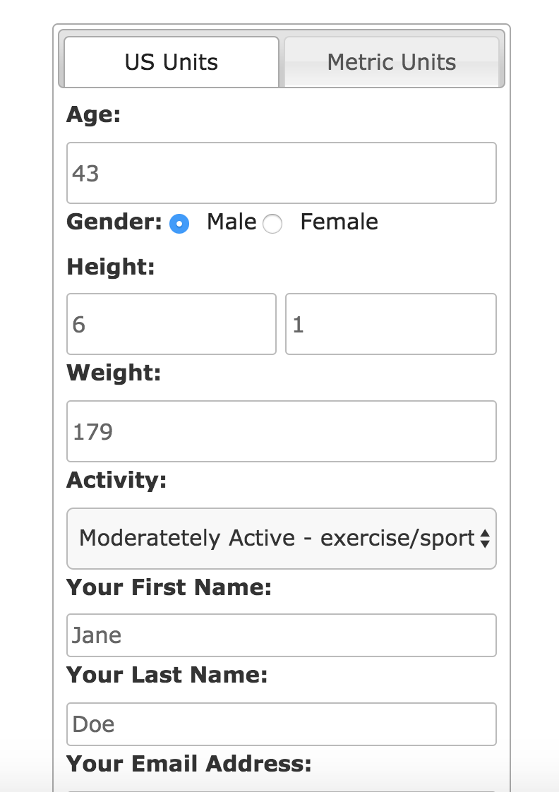 Calorie Calculator Old/Classic Template