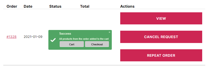 Cancel order request / Return order / Repeat Order / Reorder for WooCommerce