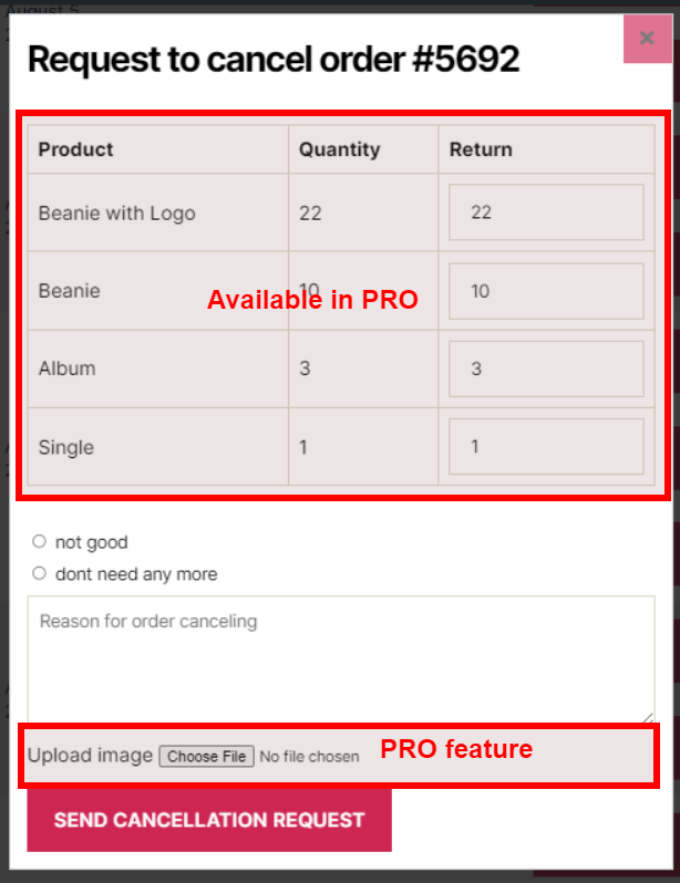 Cancel order request / Return order / Repeat Order / Reorder for WooCommerce