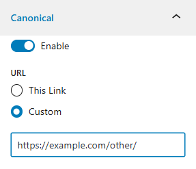 Canonical options during page editing