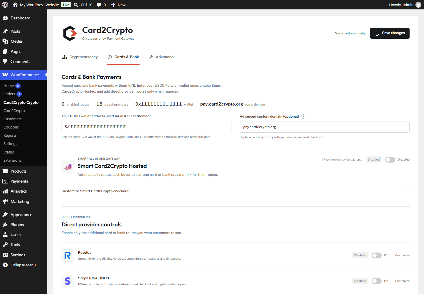 Card2Crypto — No-KYC Crypto Payment Gateway for WooCommerce