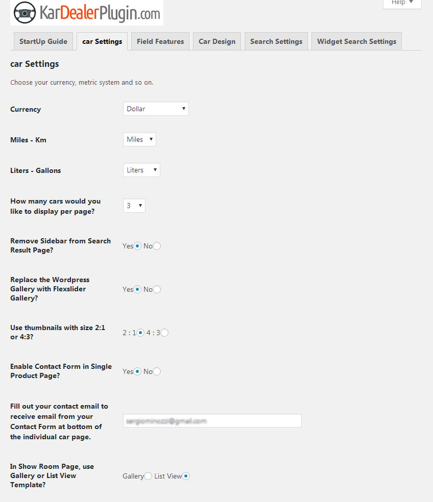 Settings Page