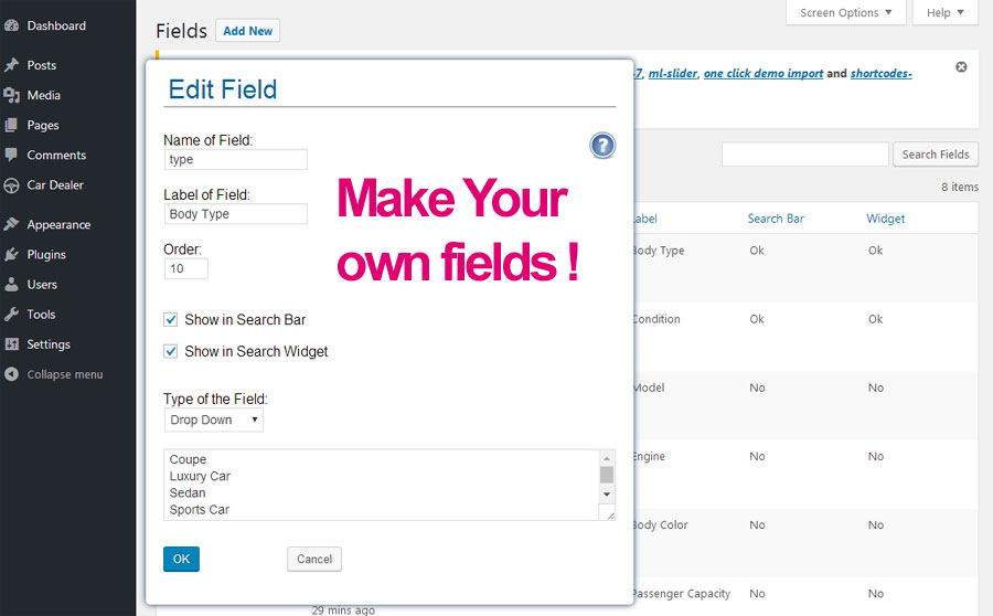 Fields Table