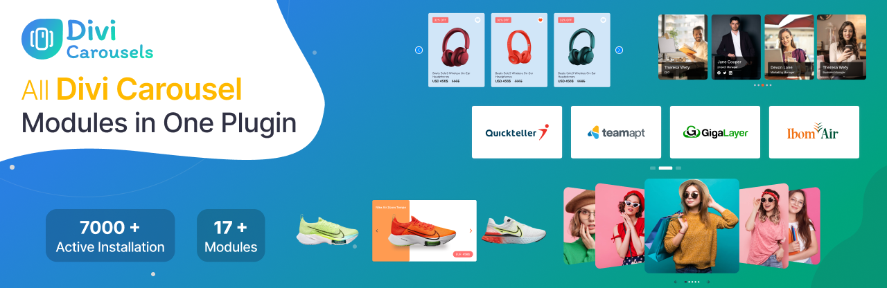 WordPress 外掛 Divi Carousel Lite – 17+ Carousel Module 的封面圖片。
