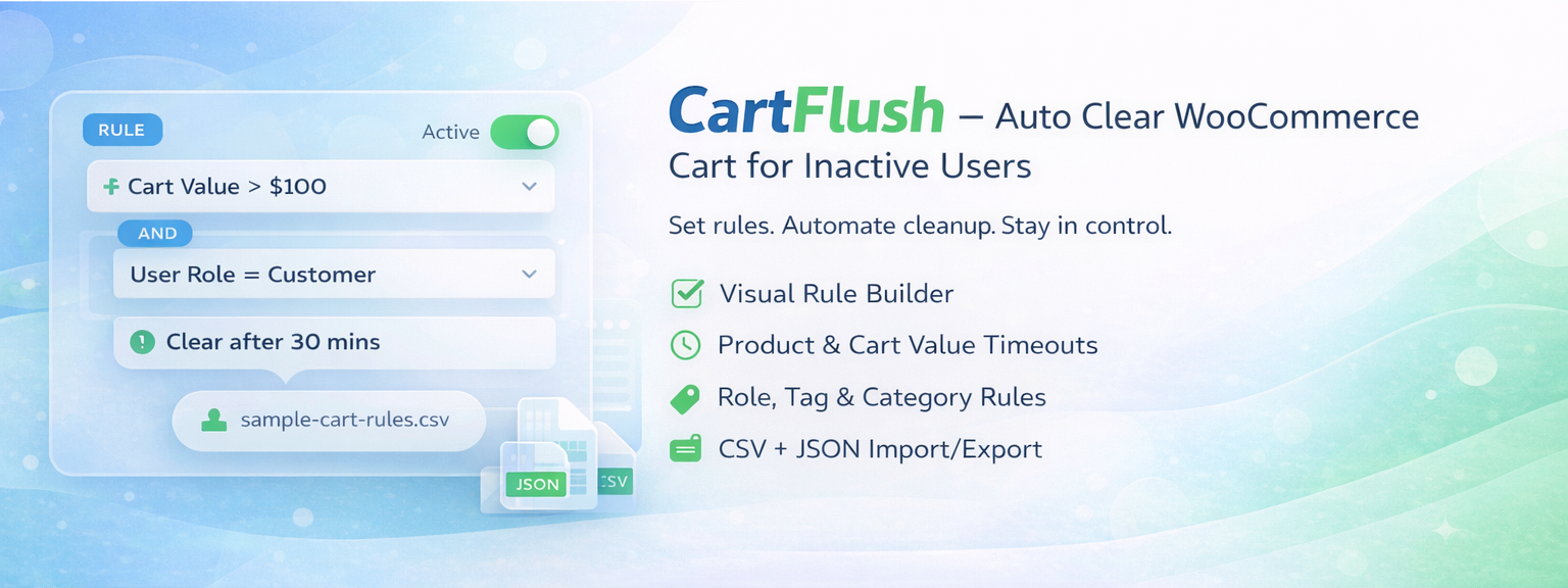 WordPress 外掛 CartFlush – Auto Clear WooCommerce Cart for Inactive Users 的封面圖片