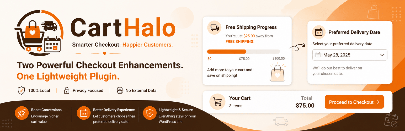 WordPress 外掛 CartHalo – Shipping Progress & Delivery Date for WooCommerce 的封面圖片