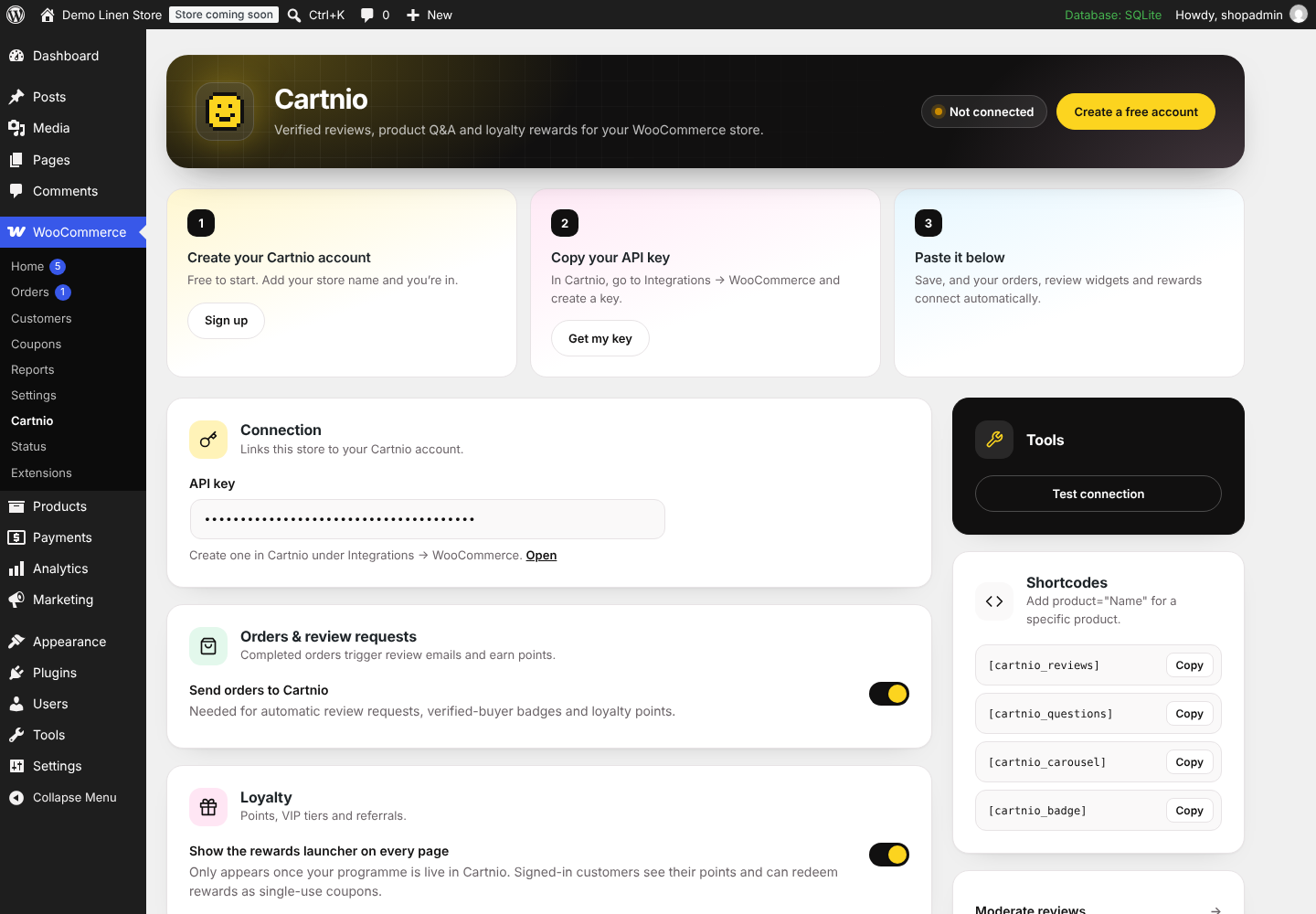 Getting started: three steps to connect your store.