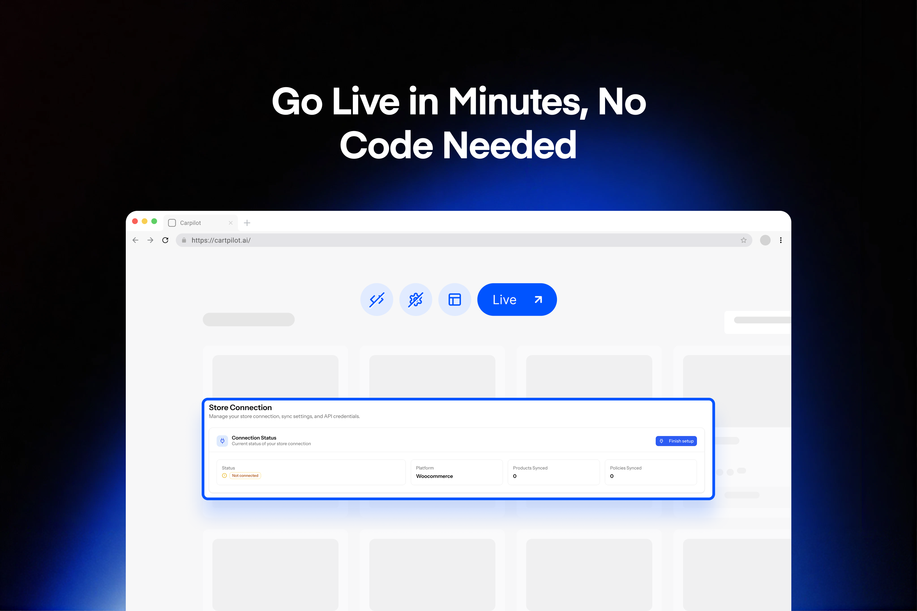 Connect a store and go live without writing code