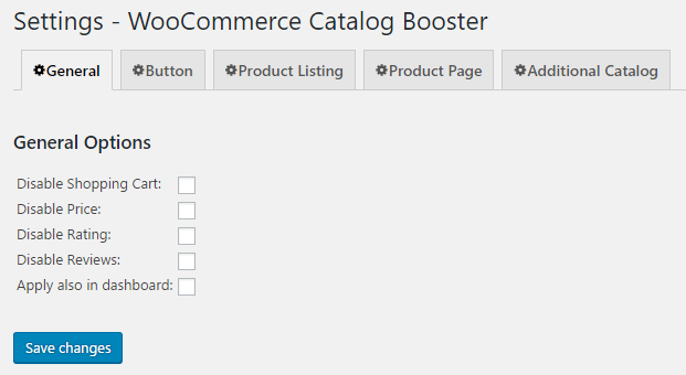 WooCommerce Catalog Booster General Settings.